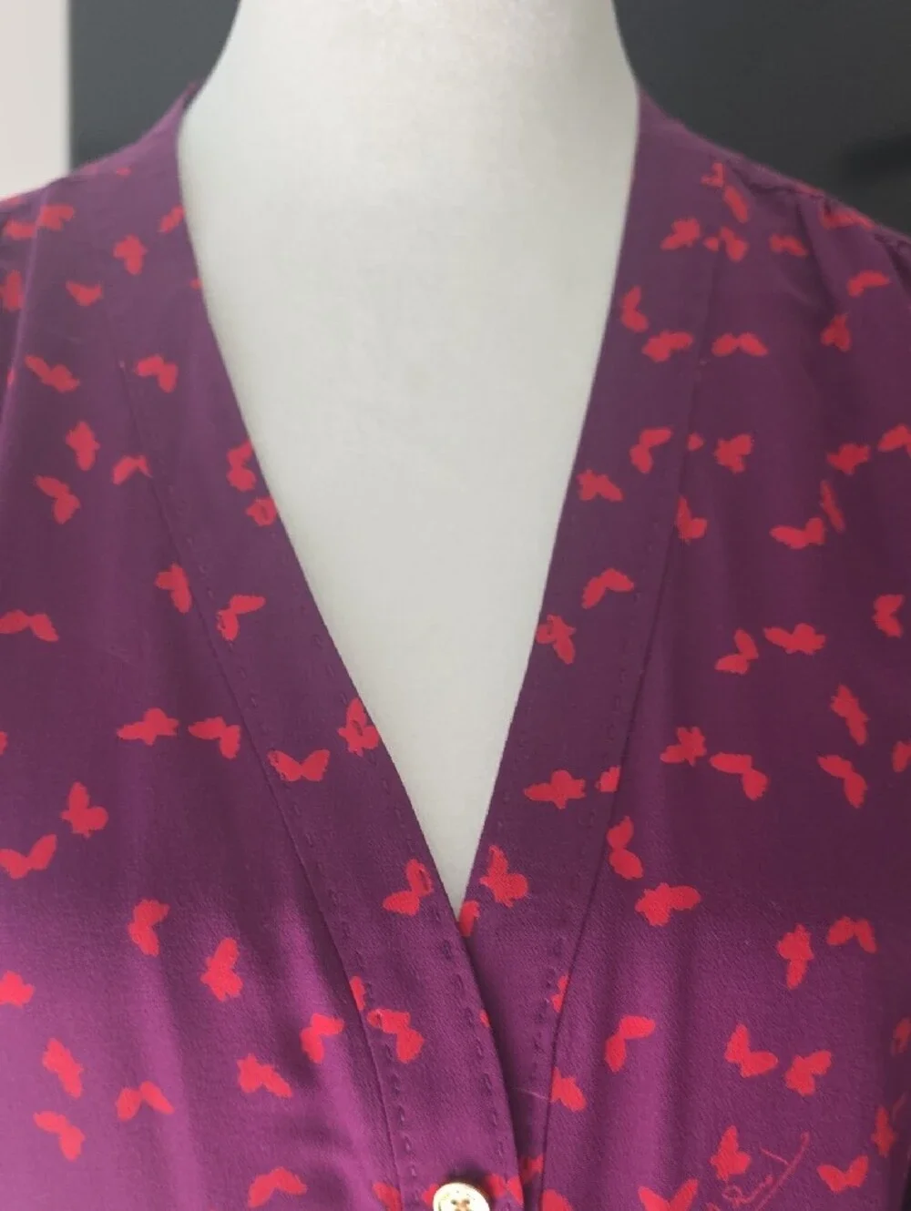Tory Burch Purple Long-Sleeve Button Front Blouse